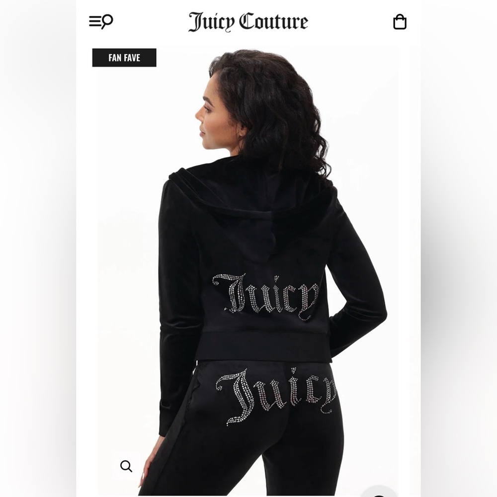 Juicy Couture Black Velour Tracksuit with Rhinestones NWT